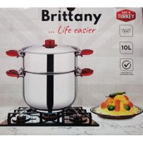 Couscoussier INOX 10 Litres, Couvercle en Inox, Marmite de Couscous 3 en 1