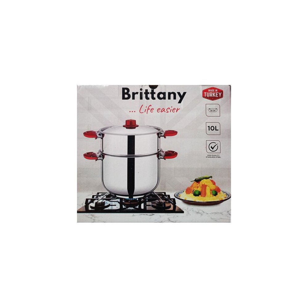 Couscoussier INOX 10 Litres, Couvercle en Inox, Marmite de Couscous 3 en 1