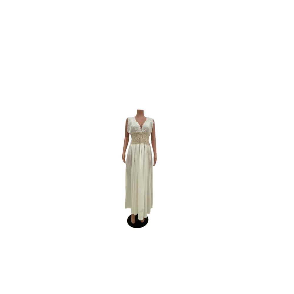 Robe longue en satin-Blanche 